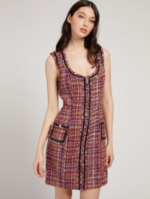 Vestido Guess Tweed Mujer Vino | SE-307950