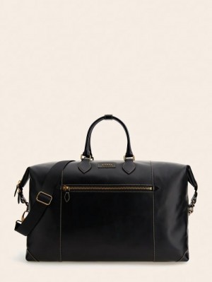 Weekender Bag Guess Lario Real Leather Medium Weekender Bag Hombre Negros | SE-319613