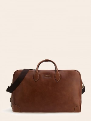 Weekender Bag Guess Lario Real Leather Weekender Bag Hombre Marrom | SE-105898