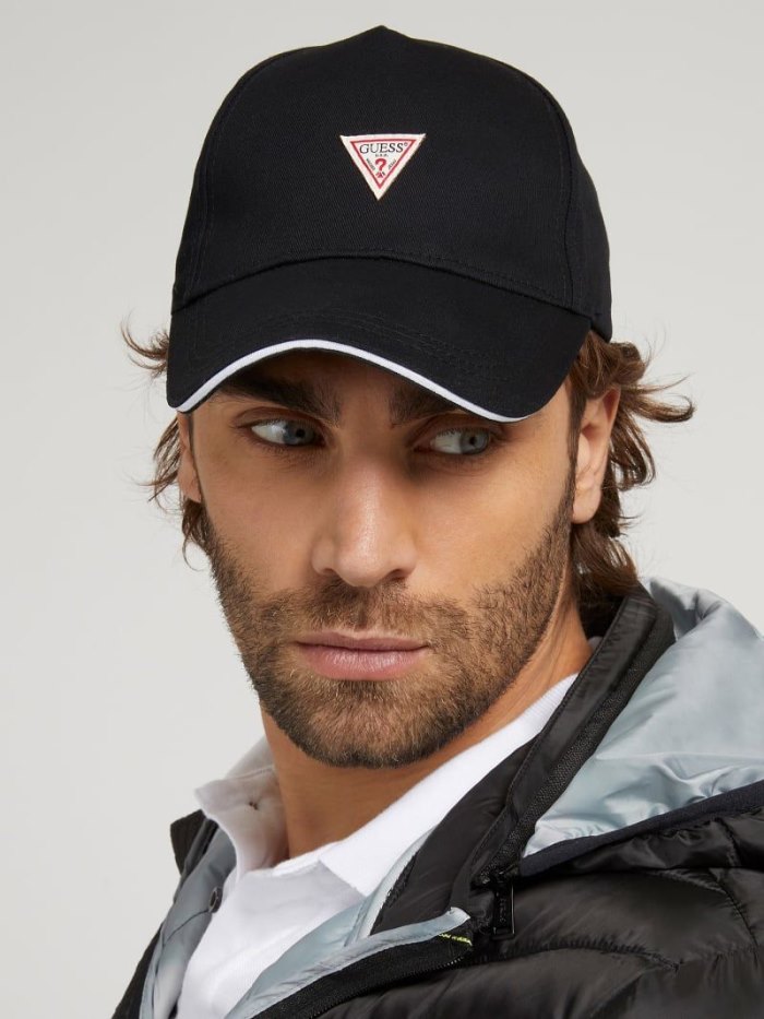 Baseball Cap Guess Triangle Logo Hombre Negros | SE-762065