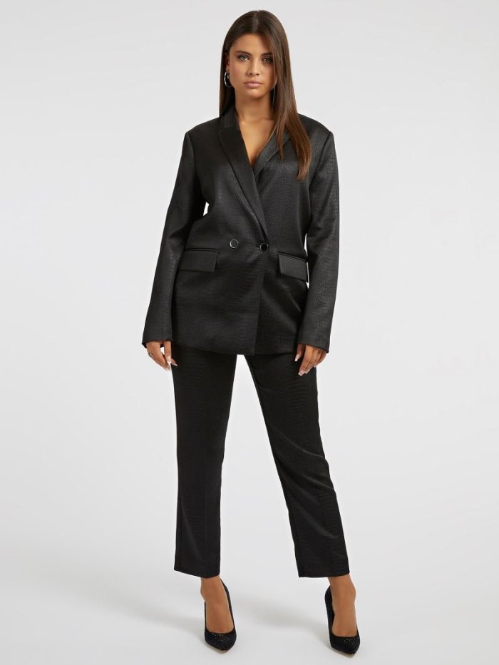 Blazers Guess Croco Satin Mujer Negros | SE-954802