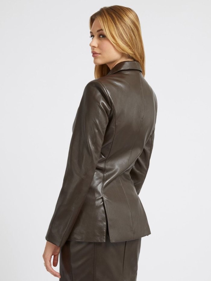 Blazers Guess Faux Leather Mujer Marrom | SE-475101