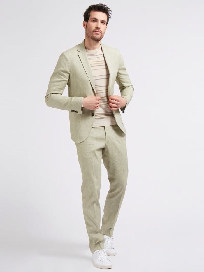 Blazers Guess Marciano Linen Blend Hombre Verdes | SE-114798