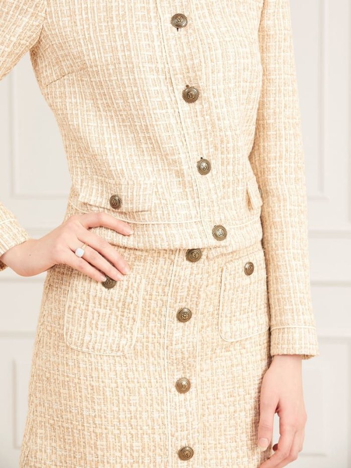 Blazers Guess Marciano Tweed Mujer Beige | SE-675736