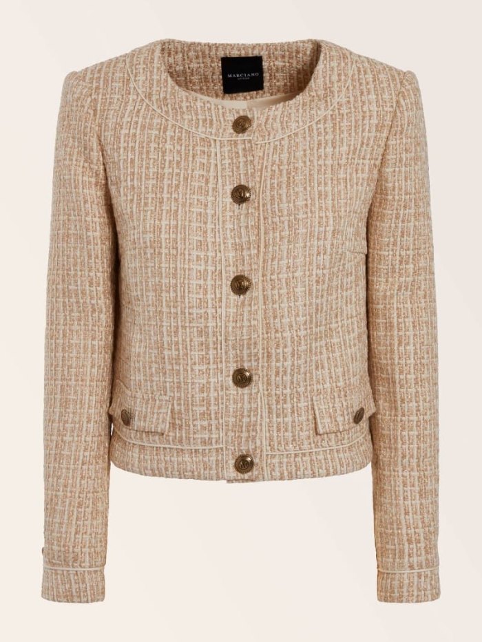 Blazers Guess Marciano Tweed Mujer Beige | SE-675736