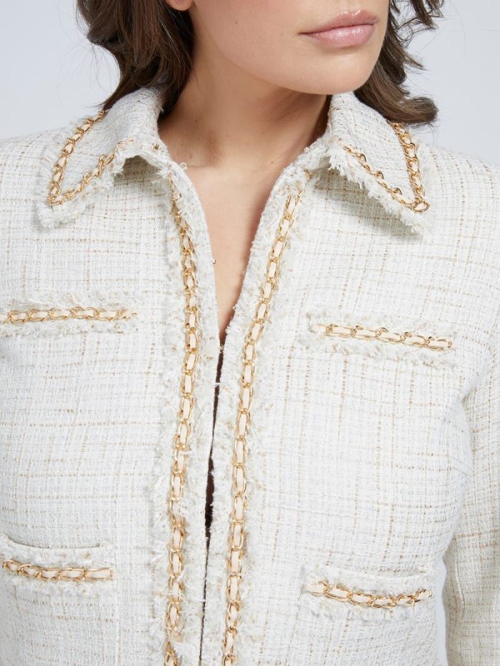 Blazers Guess Marciano Tweed Mujer Creme | SE-444990