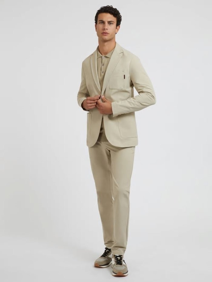 Blazers Guess Regular Fit Tech Hombre Beige | SE-525881