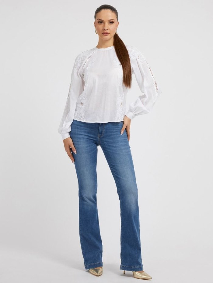 Blusa Guess Embroidered Mujer Blancos | SE-614778