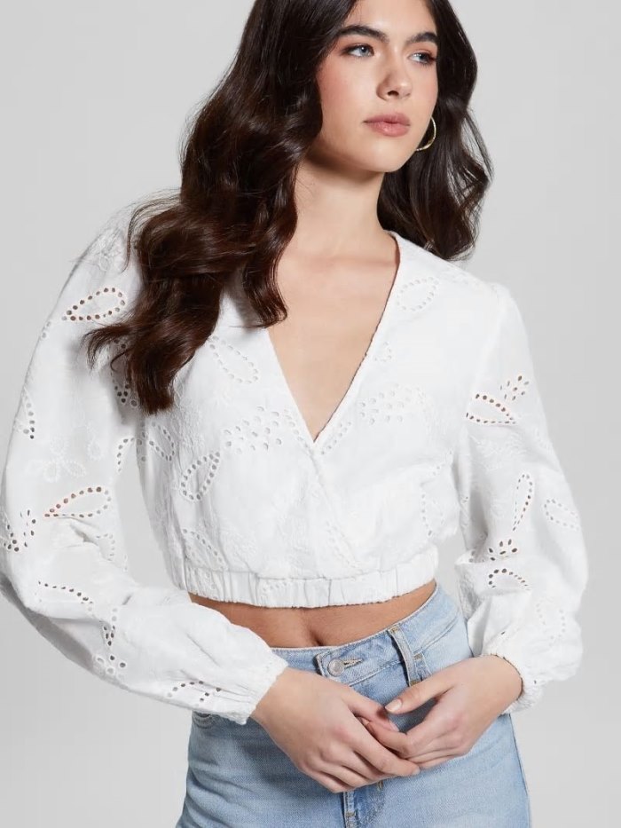 Blusa Guess Embroidered Mujer Blancos | SE-455001