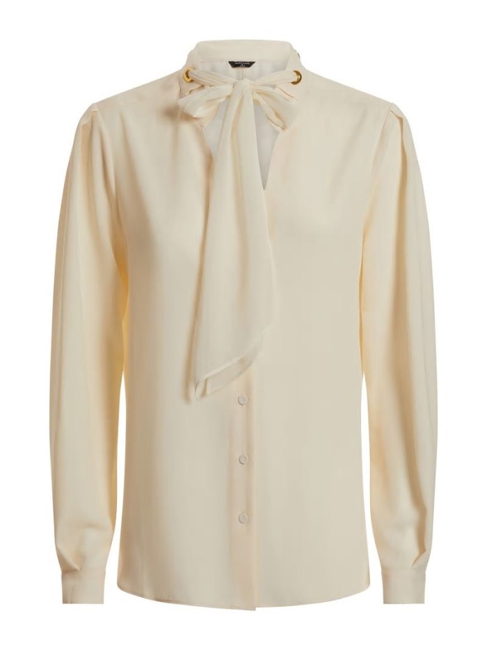 Blusa Guess Marciano Bow Collar Mujer Beige | SE-423735