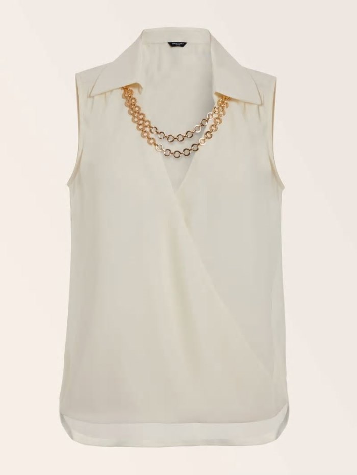 Blusa Guess Marciano Chain Detail Mujer Creme | SE-984370