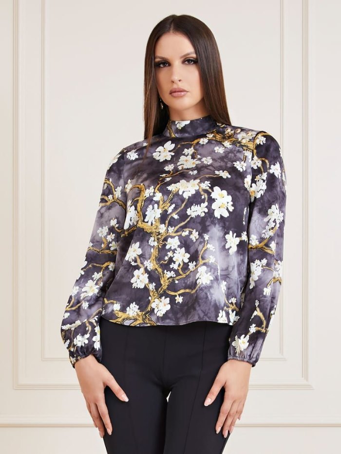 Blusa Guess Marciano Floral Print Mujer Negros | SE-611232