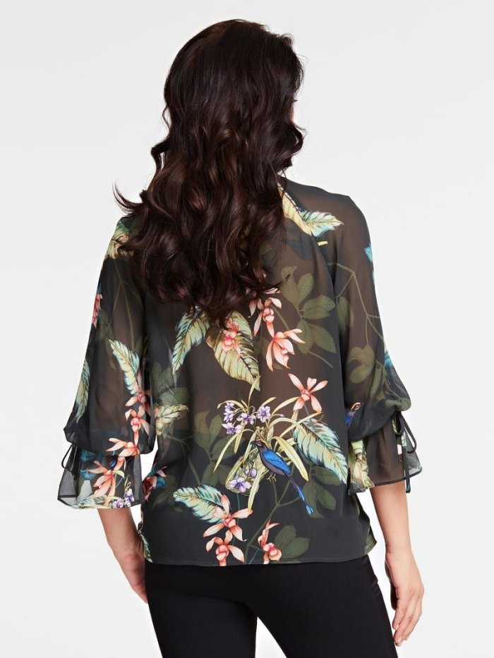 Blusa Guess Marciano Floral Print Mujer Verdes | SE-983127