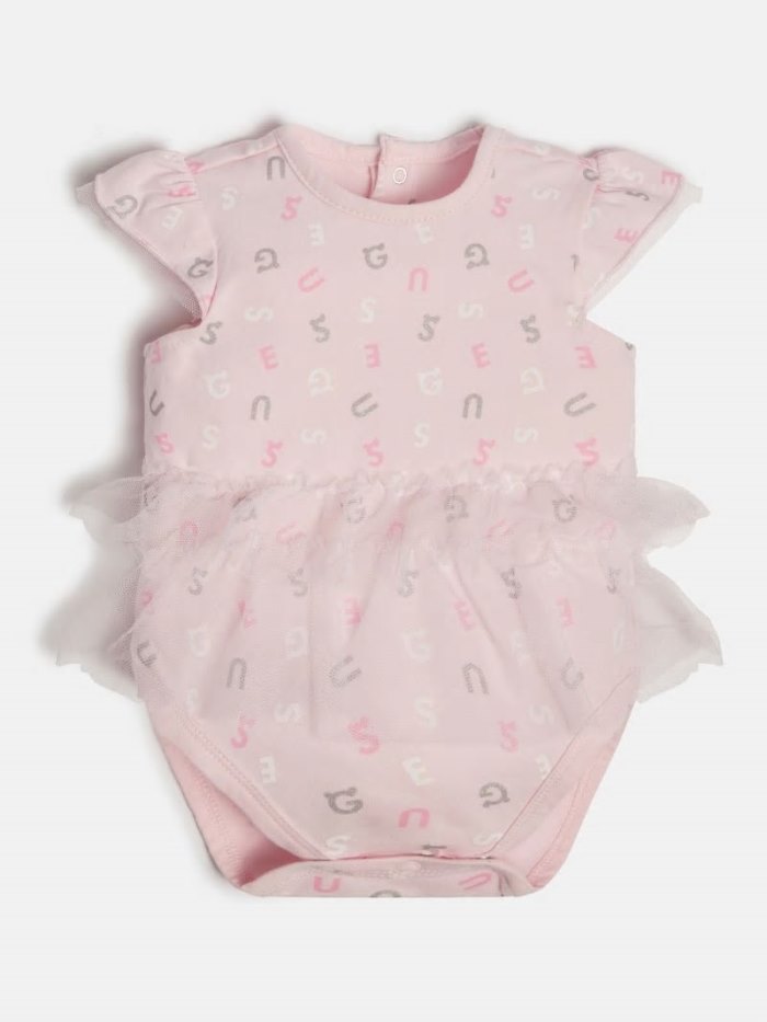 Body Guess All Over Logo Print Body Niños Rosas | SE-557840