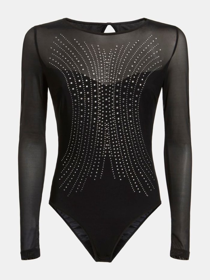 Body Guess Rhinestones Body Mujer Negros | SE-323462