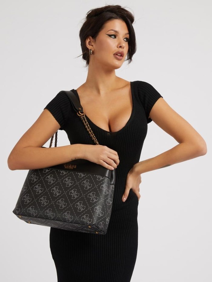 Bolsa De Hombro Guess Berta 4g Logo Mujer Grises | SE-004671