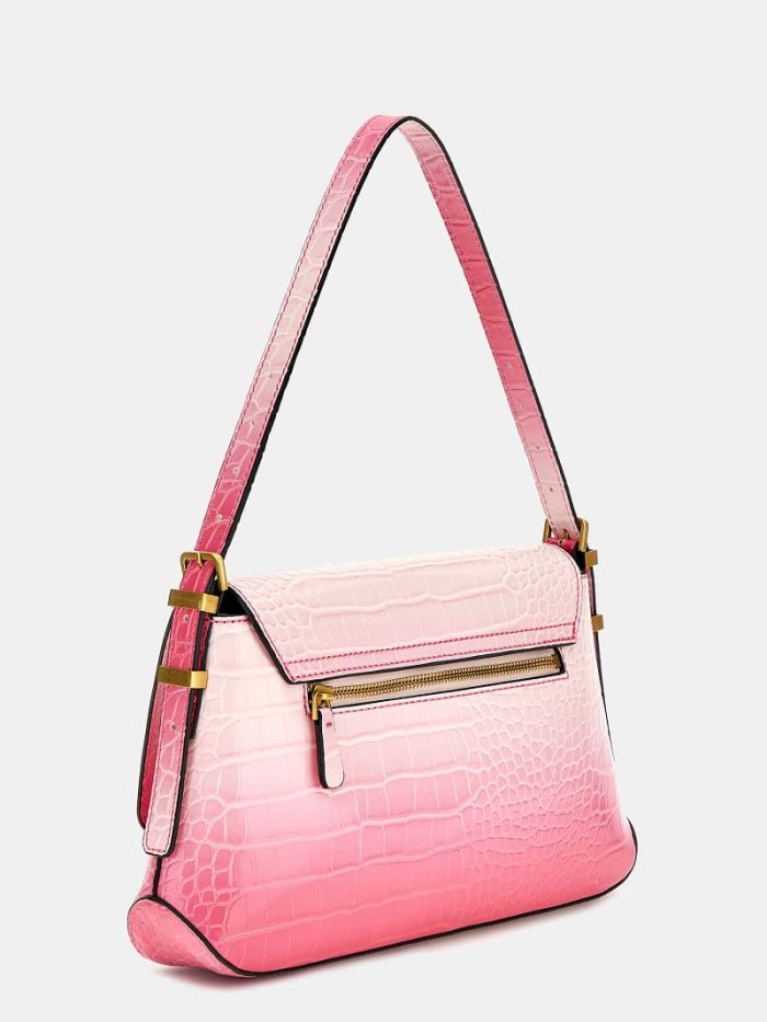 Bolsa De Hombro Guess Desideria Croc Print Mujer Fucsia | SE-094422