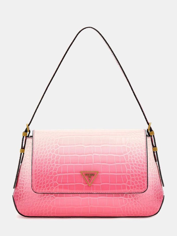 Bolsa De Hombro Guess Desideria Croc Print Mujer Fucsia | SE-094422