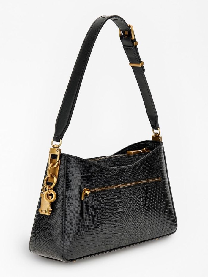 Bolsa De Hombro Guess Ginevra Python-print Mujer Negros | SE-840826