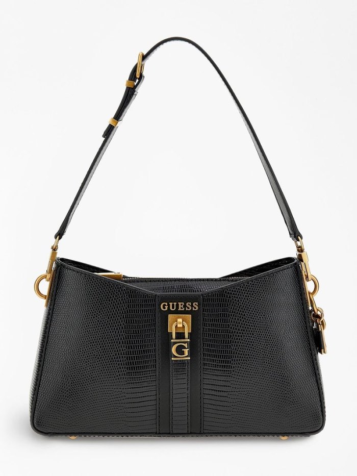 Bolsa De Hombro Guess Ginevra Python-print Mujer Negros | SE-840826