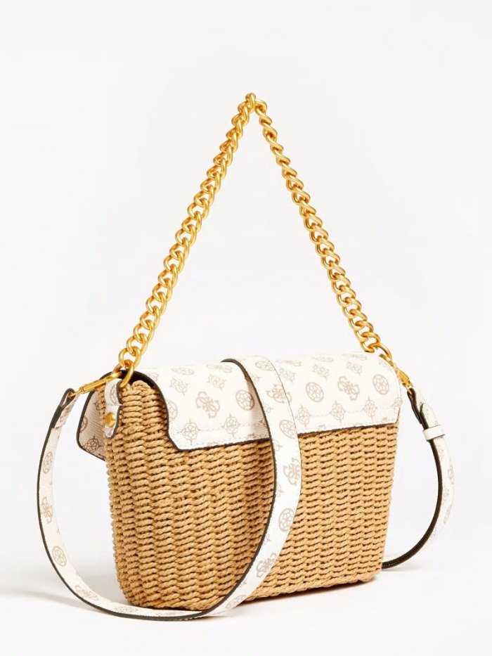 Bolsa De Hombro Guess Lilica Raffia Mini Mujer Beige | SE-366210