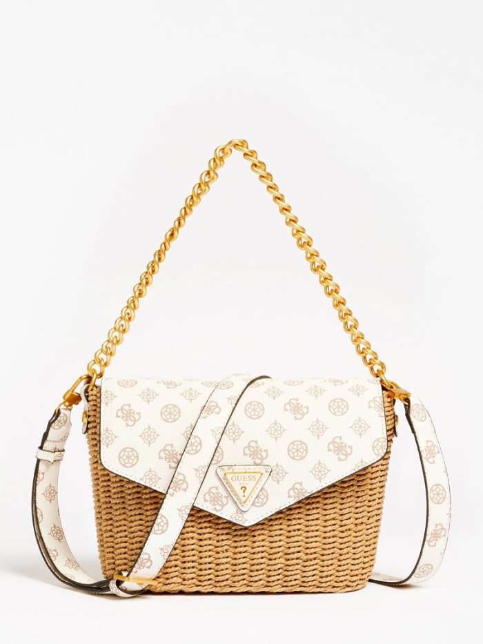 Bolsa De Hombro Guess Lilica Raffia Mini Mujer Beige | SE-366210