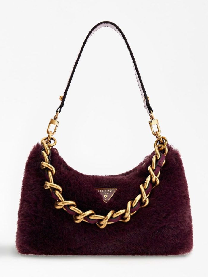 Bolsa De Hombro Guess Morada Faux Fur Mujer Rojos | SE-913093