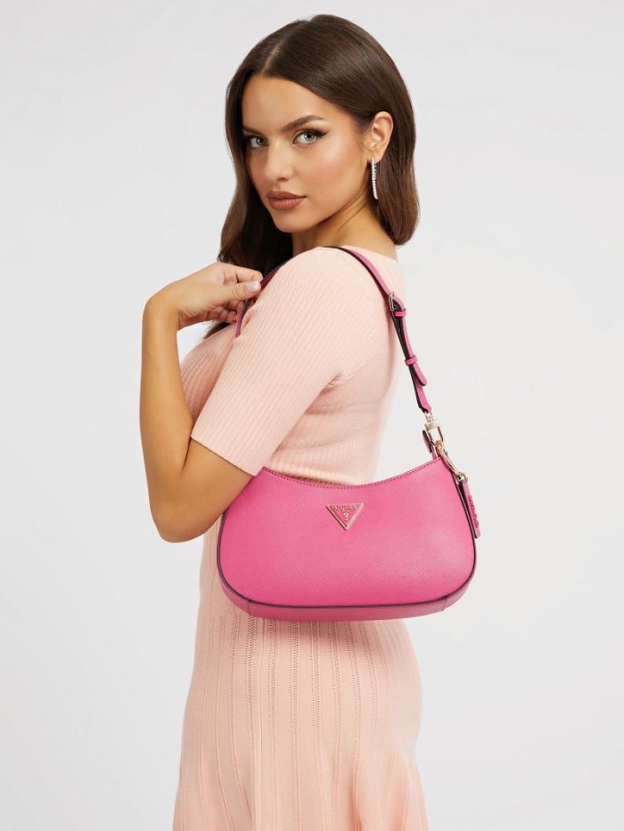 Bolsa De Hombro Guess Noelle Saffiano Mujer Fucsia | SE-348386