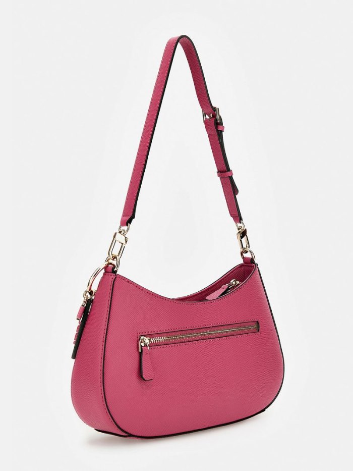 Bolsa De Hombro Guess Noelle Saffiano Mujer Fucsia | SE-348386