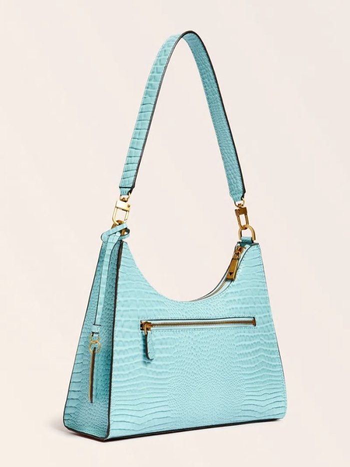 Bolsa De Hombro Guess Raffie Croc Print Mujer Azules Claro | SE-330971