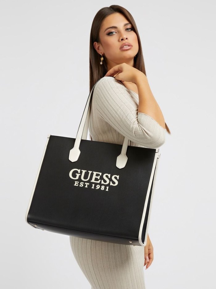 Bolsa De Hombro Guess Silvana Mujer Negros | SE-417556