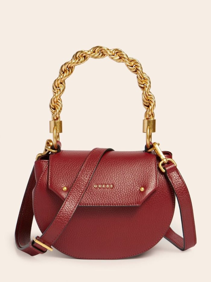 Bolsa de Mano Guess Aida Real Leather Mini Mujer Rojos | SE-509330