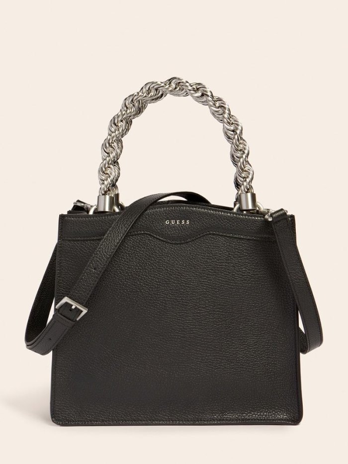 Bolsa de Mano Guess Aida Real Leather Mini Mujer Negros | SE-421295