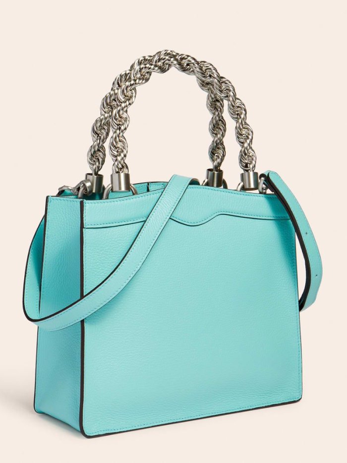 Bolsa de Mano Guess Aida Real Leather Mini Mujer Azules | SE-545277