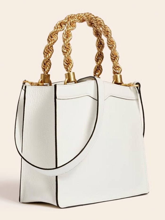 Bolsa de Mano Guess Aida Real Leather Mini Mujer Blancos | SE-858947