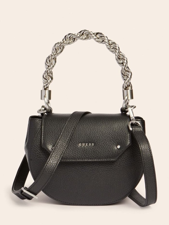 Bolsa de Mano Guess Aida Real Leather Mini Mujer Negros | SE-373110