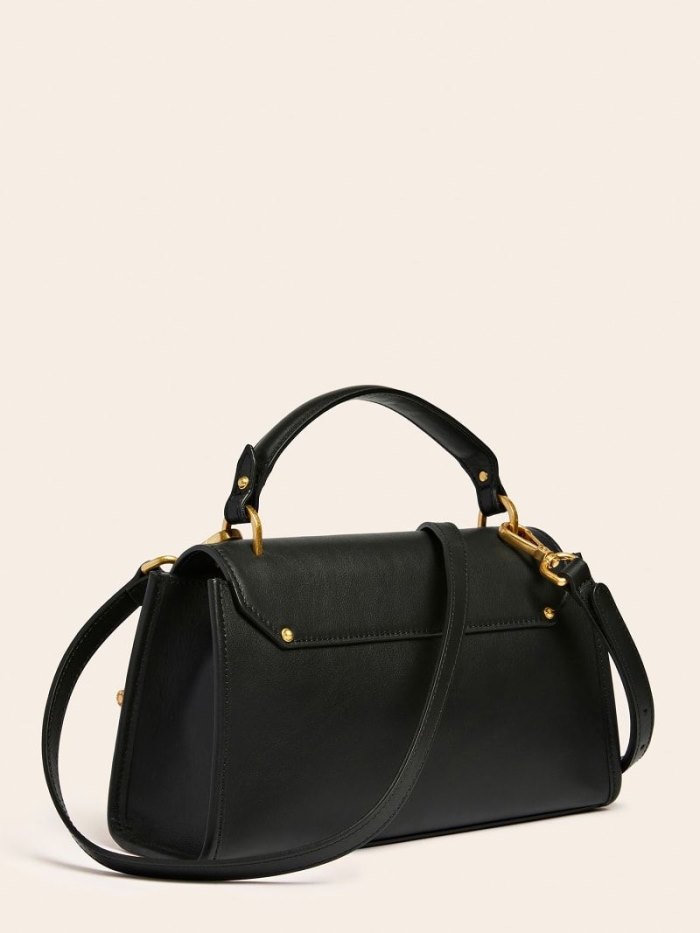 Bolsa de Mano Guess Alia Real Leather Mujer Negros | SE-928840