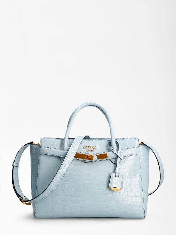 Bolsa de Mano Guess Enisa Croc Print Mujer Azules Claro | SE-385239