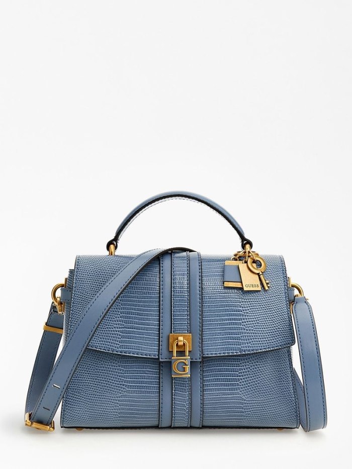 Bolsa de Mano Guess Ginevra Python-print Mini Mujer Azules Claro | SE-713633