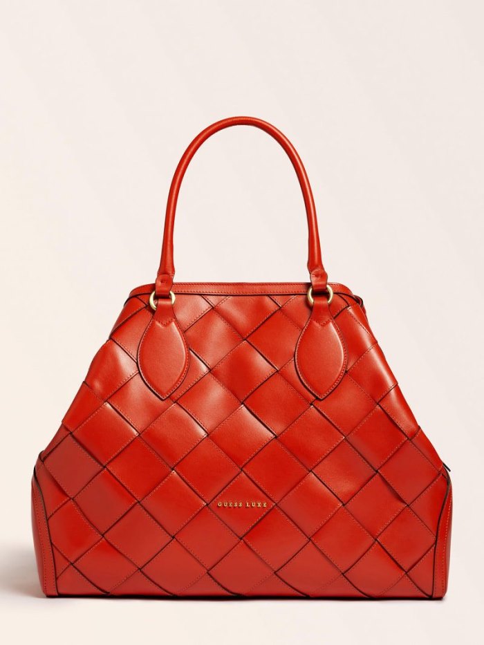 Bolsa de Mano Guess Giorgia Large Luxe Real Leather Mujer Naranjas | SE-497181