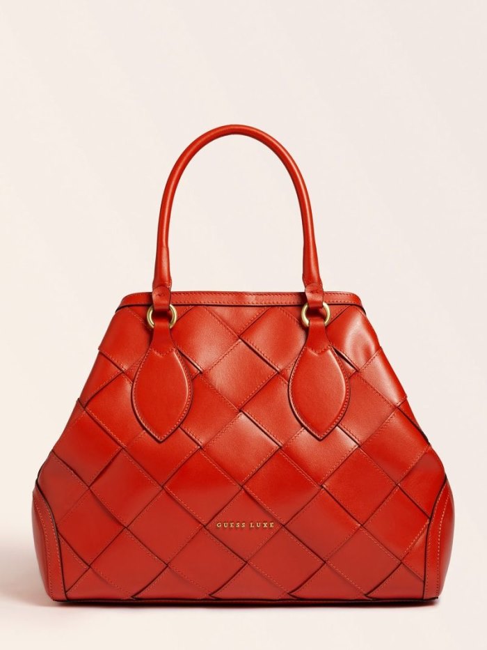 Bolsa de Mano Guess Giorgia Luxe Real Leather Mujer Naranjas | SE-504161