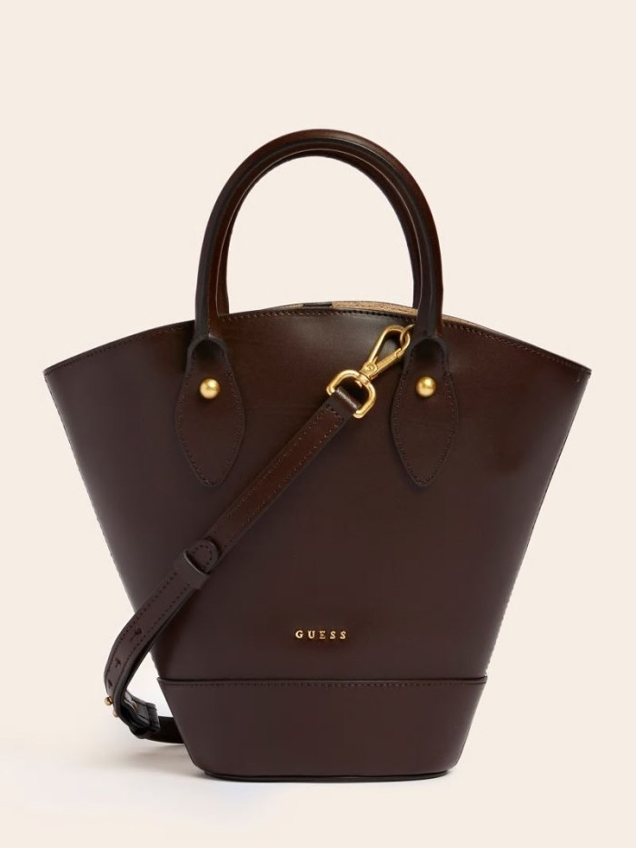 Bolsa de Mano Guess Jary Real Leather Mujer Marrom | SE-003197