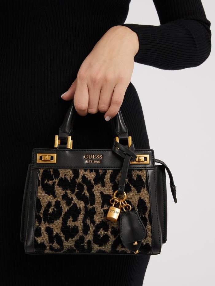 Bolsa de Mano Guess Katey Animalier Mini Mujer Negros | SE-951700