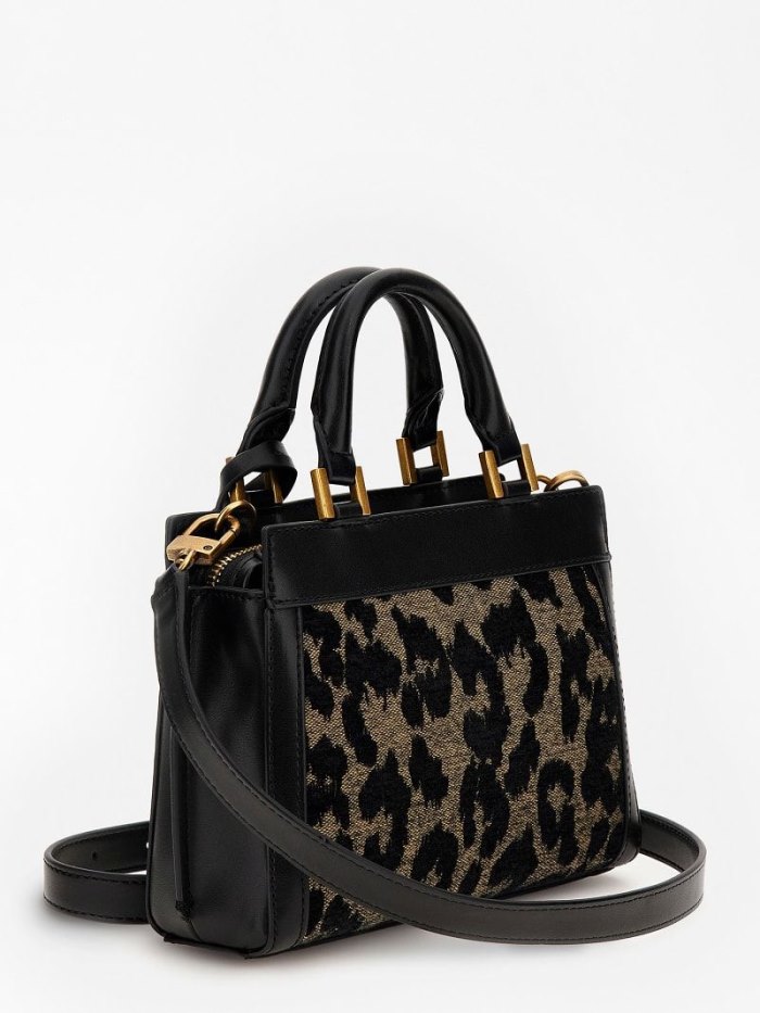 Bolsa de Mano Guess Katey Animalier Mini Mujer Negros | SE-951700