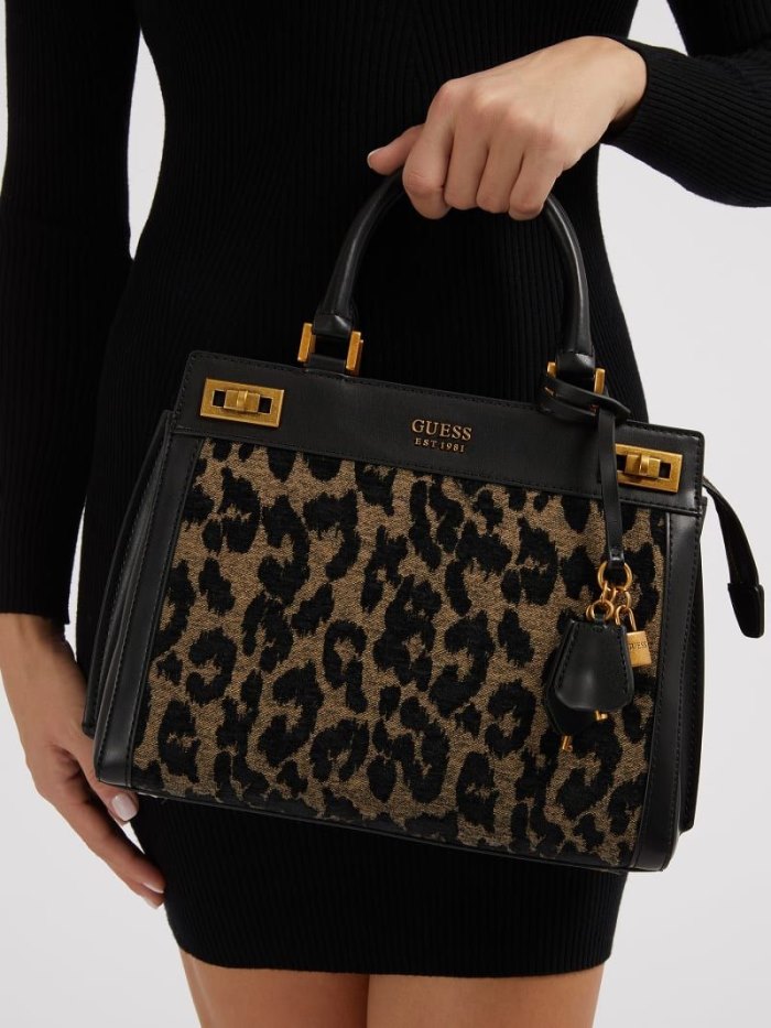 Bolsa de Mano Guess Katey Animalier Mujer Negros | SE-883414