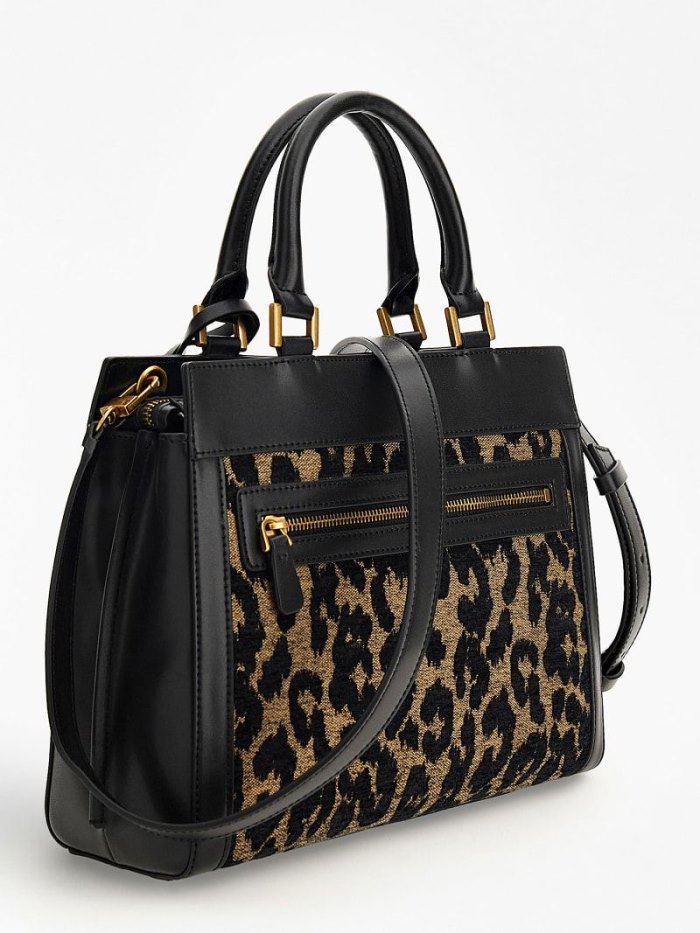 Bolsa de Mano Guess Katey Animalier Mujer Negros | SE-883414