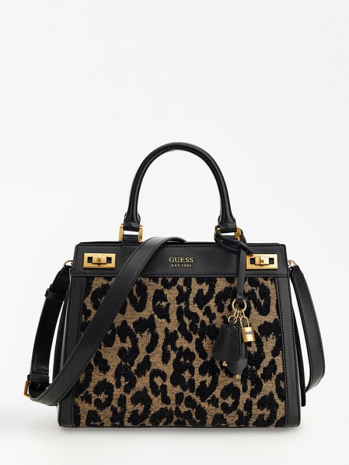 Bolsa de Mano Guess Katey Animalier Mujer Negros | SE-883414