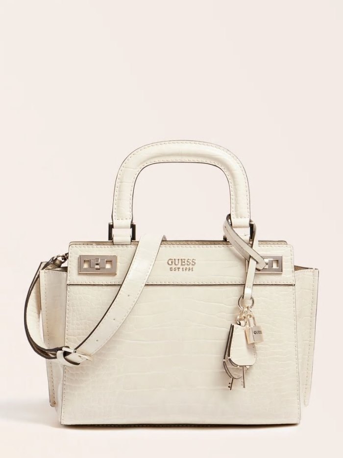 Bolsa de Mano Guess Katey Croc Print Mujer Blancos | SE-336529