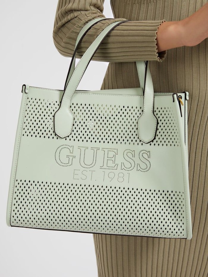 Bolsa de Mano Guess Katey Perforated Mujer Aquamarine | SE-383233