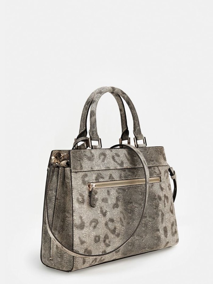 Bolsa de Mano Guess Katey Python Print Mujer Grises | SE-485908